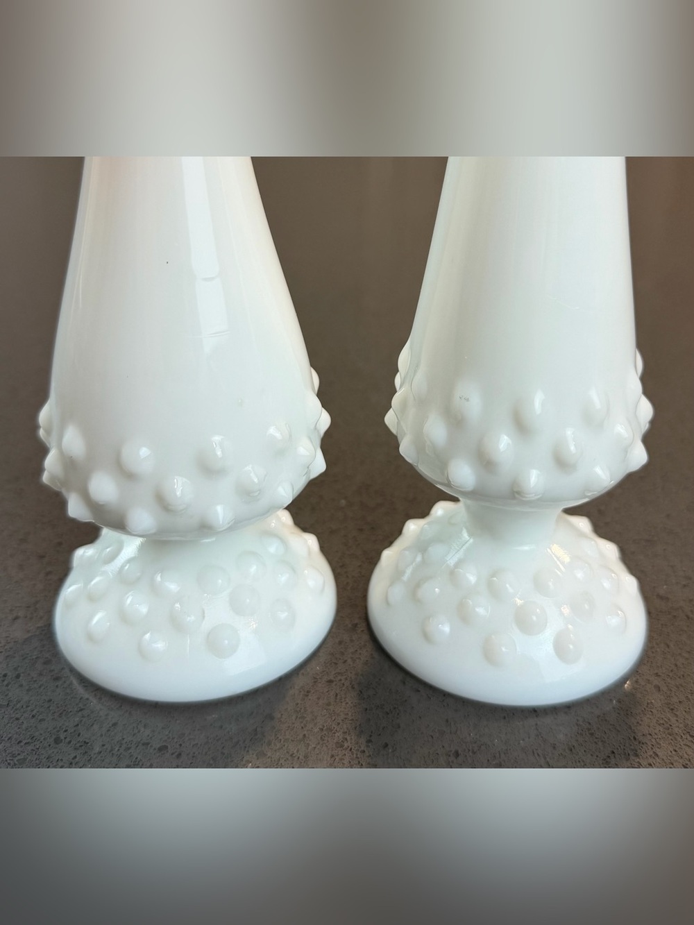 (2-Piece) Vintage White Milk Glass Hobnail Bud Vases, OS - Picture 5 of 14